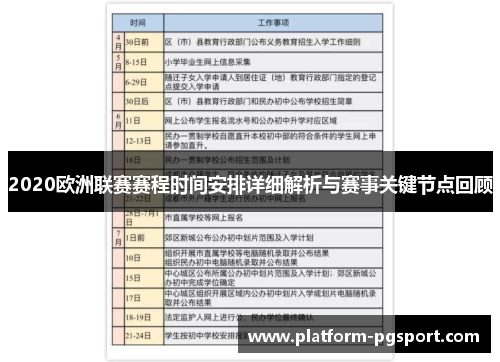 2020欧洲联赛赛程时间安排详细解析与赛事关键节点回顾